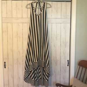 BCBG MaxAzria Gia Silk Striped High Low Maxi gown. Size 0